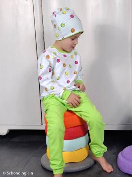 Preview: Baumwolljersey Happy bunte Smileys auf Weiß by Swafing von Christiane Zielinski